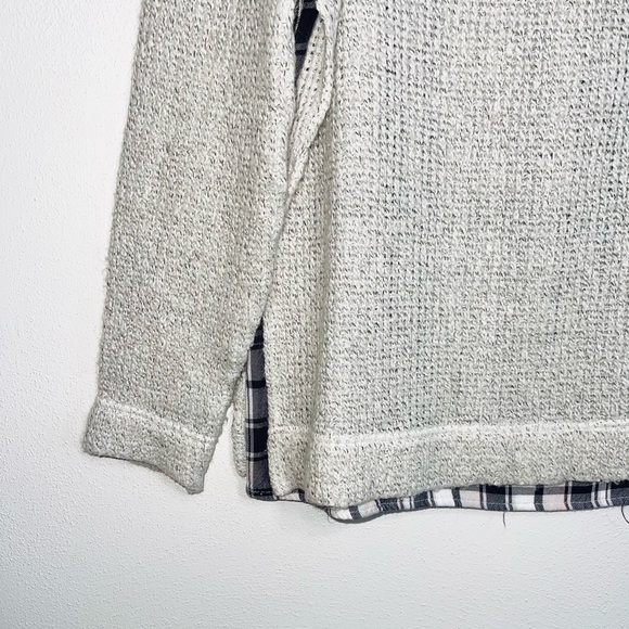 Sanctuary Light Gray Plaid Lined Wool Blend Knit Pullover Sweater Small Women’s - Picture 5 of 12
